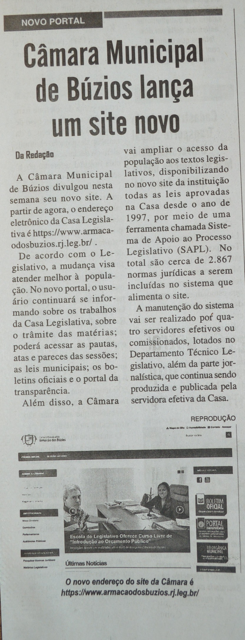 Diário da Costa do Sol_Novo site da Câmara_13fev19