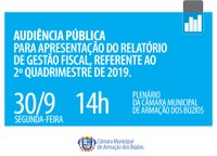 Audiência de Prestação de Contas do Município- Gestão Fiscal