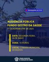 Câmara recebe Audiência Pública para apresentação do relatório do Fundo Municipal de Saúde, referente ao 1º Quadrimestre de 2025 Câmara recebe Audiência Pública para apresentação do relatório do Fundo Municipal de Saúde, referente ao 1º Quadrimestre de 2025