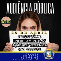 Audiência Pública Vai Debater “Prevenção e Enfrentamento às Ações de Violência nas Escolas”