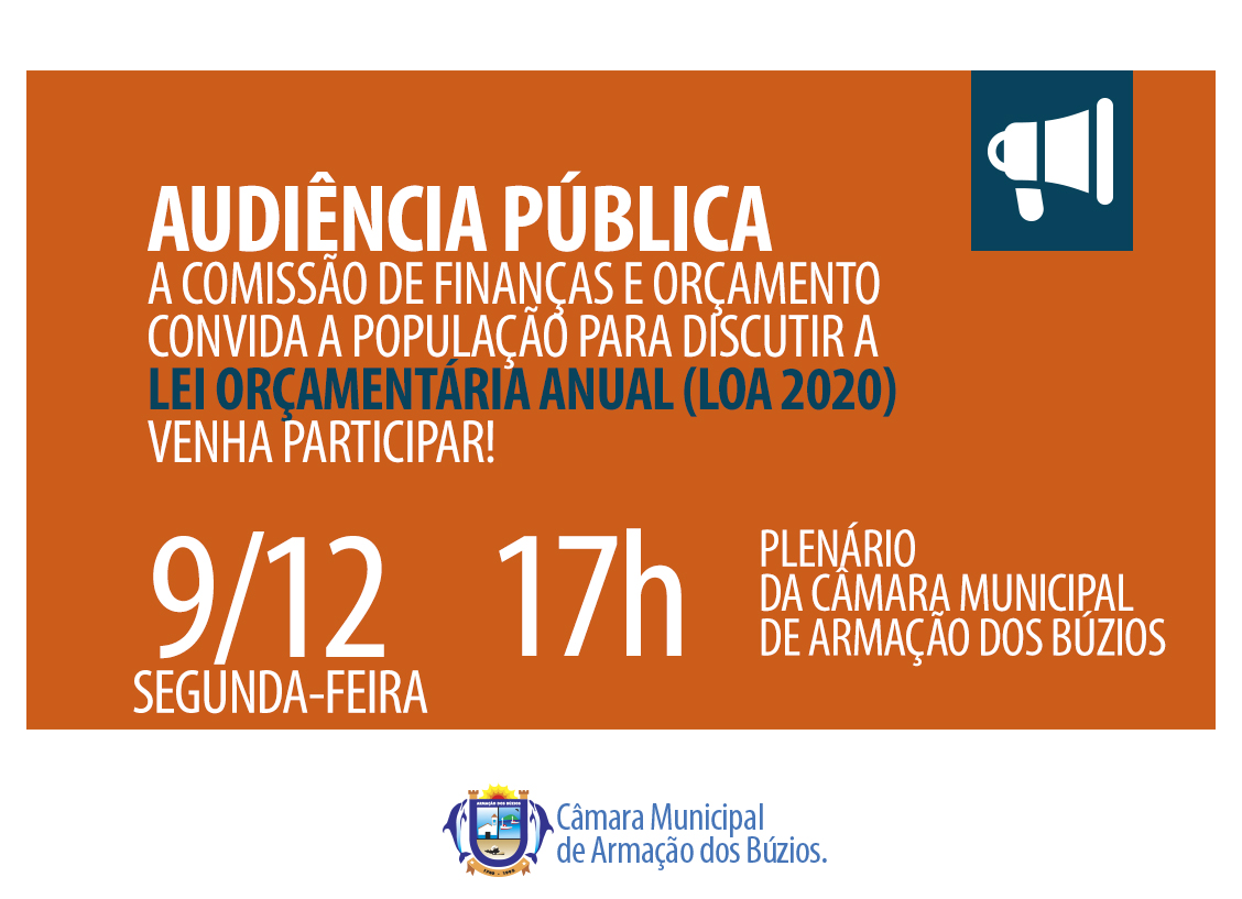 Audiência Pública Vai Discutir a Proposta Orçamentária de 2020
