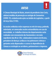 Legislativo adota Medidas Para Prevenção do Coronavírus 