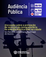 Câmara realiza audiência pública para discussão sobre prestação de serviços da Enel