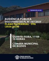 Câmara realiza audiência pública para discutir Plano Plurianual 2026-29