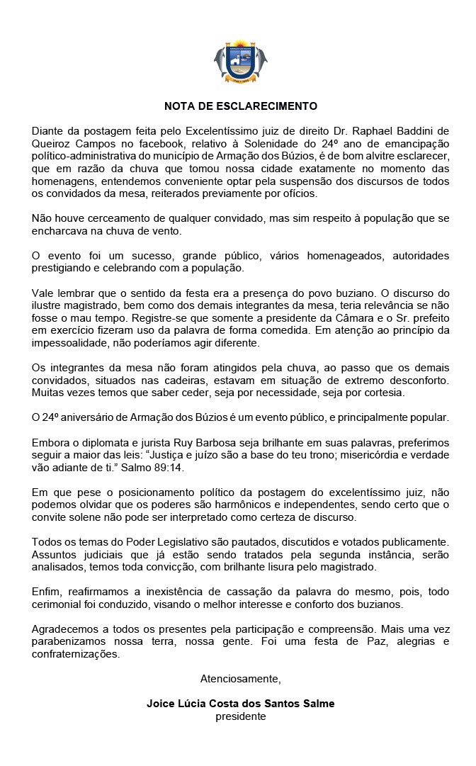 Nota de Esclarecimento